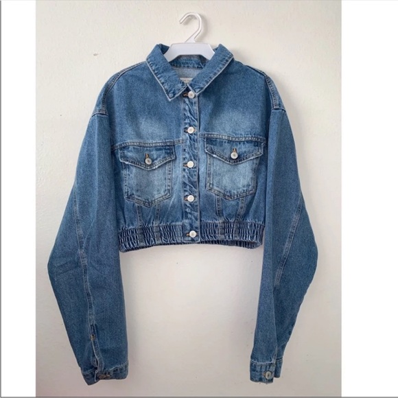 WOMENS CROPPED DENIM JEAN JACKET - Picture 3 of 4
